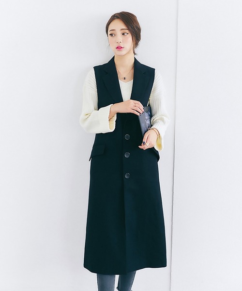 OSYAREVO（オシャレボ）の「ベスト ロング ジャケット レディース（ベスト・レディース・ブラック/チャコールグレー・LARGE/SMALL/MEDIUM）」の7枚目の写真