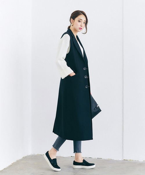 OSYAREVO（オシャレボ）の「ベスト ロング ジャケット レディース（ベスト・レディース・ブラック/チャコールグレー・LARGE/SMALL/MEDIUM）」の8枚目の写真