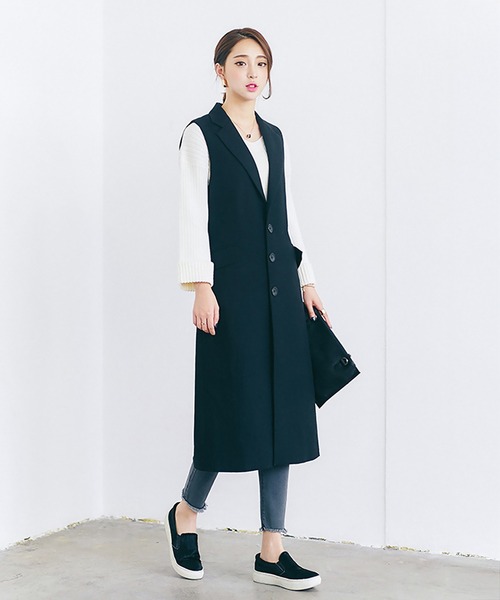 OSYAREVO（オシャレボ）の「ベスト ロング ジャケット レディース（ベスト・レディース・ブラック/チャコールグレー・LARGE/SMALL/MEDIUM）」の9枚目の写真