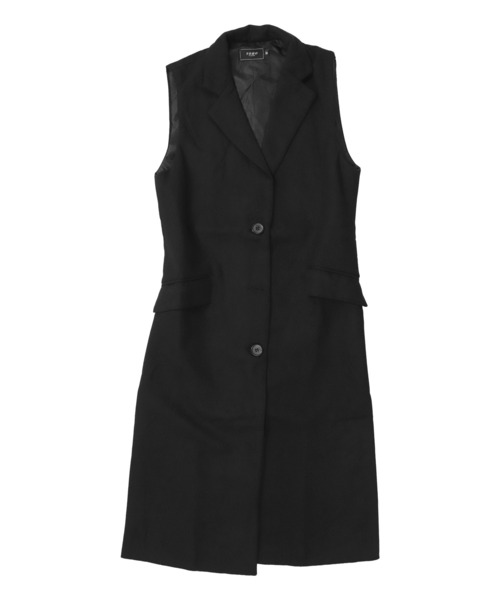 OSYAREVO（オシャレボ）の「ベスト ロング ジャケット レディース（ベスト・レディース・ブラック/チャコールグレー・LARGE/SMALL/MEDIUM）」の10枚目の写真