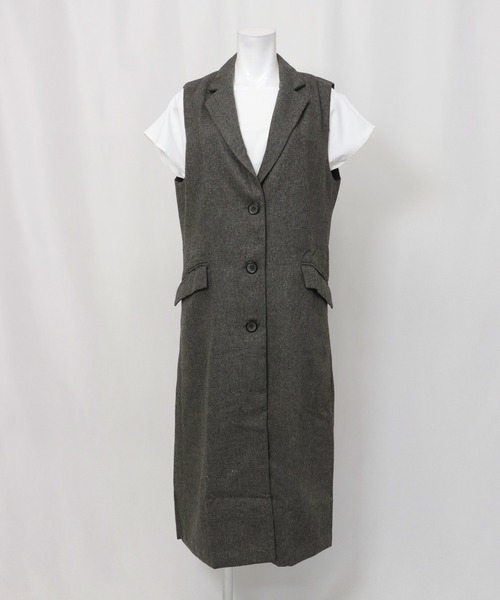 OSYAREVO（オシャレボ）の「ベスト ロング ジャケット レディース（ベスト・レディース・ブラック/チャコールグレー・LARGE/SMALL/MEDIUM）」の14枚目の写真