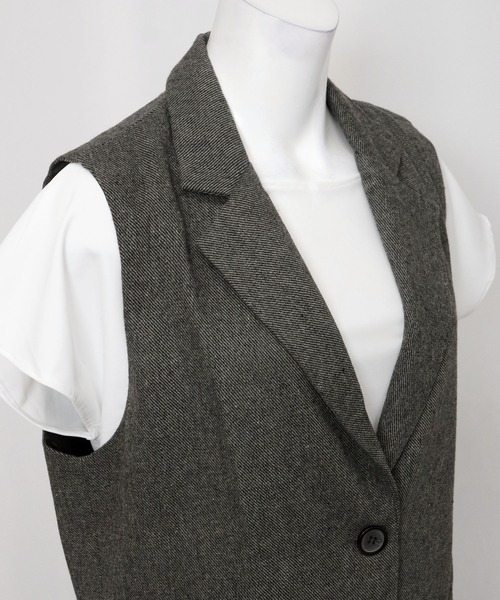 OSYAREVO（オシャレボ）の「ベスト ロング ジャケット レディース（ベスト・レディース・ブラック/チャコールグレー・LARGE/SMALL/MEDIUM）」の17枚目の写真