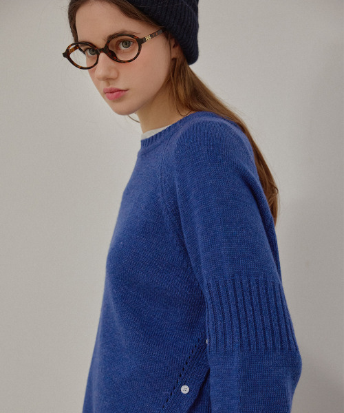SLOWLOLLI（スローローリ）の「Cozy2 lambswool knit_2 Colors（ニット/セーター・レディース・オレンジ/ブルー・FREE）」の4枚目の写真