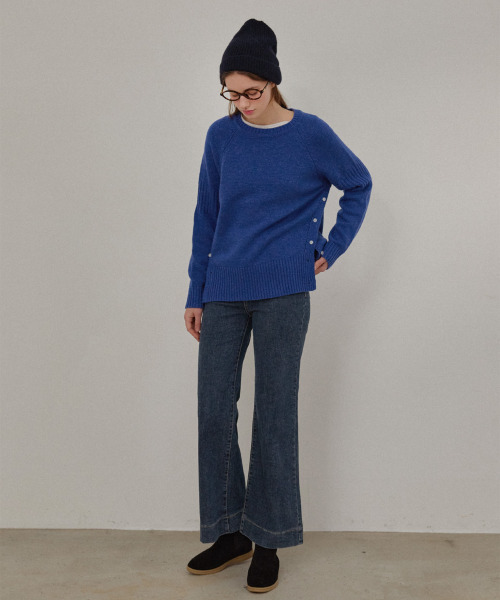 SLOWLOLLI（スローローリ）の「Cozy2 lambswool knit_2 Colors（ニット/セーター・レディース・オレンジ/ブルー・FREE）」の5枚目の写真