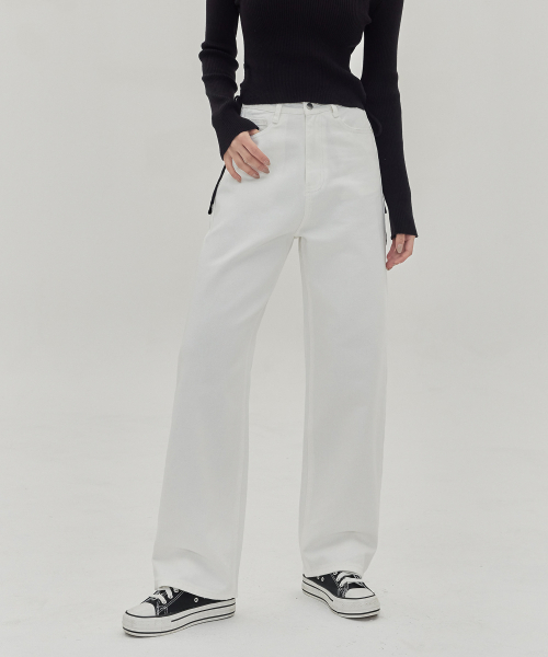 JINMANIA(ジンマニア)の「女性ロングワイドデニムパンツ(ホワイト)(デニムパンツ・レディース・その他・S/M/L/XL/XS)」の3枚目の写真