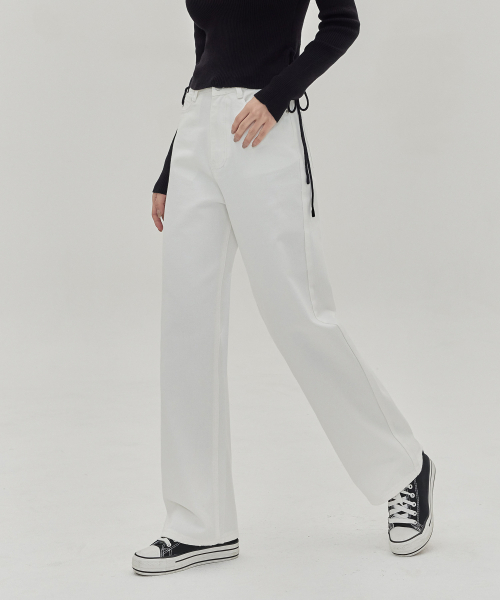 JINMANIA(ジンマニア)の「女性ロングワイドデニムパンツ(ホワイト)(デニムパンツ・レディース・その他・S/M/L/XL/XS)」の4枚目の写真