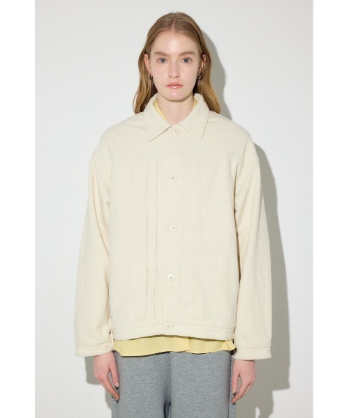 AZUL by moussy(アズールバイマウジー)の「【着丈バリエ】コットンリネンプリーツブルゾン 春服 秋服 【身長/骨格別着用画像あり】ジャケット(ブルゾン・レディース・ブラック/ベージュ/アイボリー・MEDIUM/SMALL)」の10枚目の写真