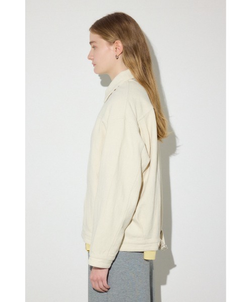 AZUL by moussy(アズールバイマウジー)の「【着丈バリエ】コットンリネンプリーツブルゾン 春服 秋服 【身長/骨格別着用画像あり】ジャケット(ブルゾン・レディース・ブラック/ベージュ/アイボリー・MEDIUM/SMALL)」の11枚目の写真