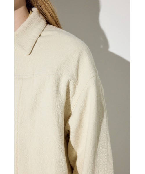 AZUL by moussy(アズールバイマウジー)の「【着丈バリエ】コットンリネンプリーツブルゾン 春服 秋服 【身長/骨格別着用画像あり】ジャケット(ブルゾン・レディース・ブラック/ベージュ/アイボリー・MEDIUM/SMALL)」の14枚目の写真