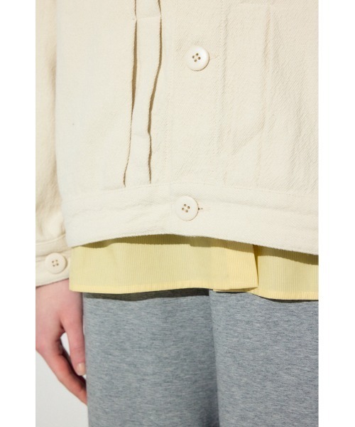 AZUL by moussy(アズールバイマウジー)の「【着丈バリエ】コットンリネンプリーツブルゾン 春服 秋服 【身長/骨格別着用画像あり】ジャケット(ブルゾン・レディース・ブラック/ベージュ/アイボリー・MEDIUM/SMALL)」の17枚目の写真