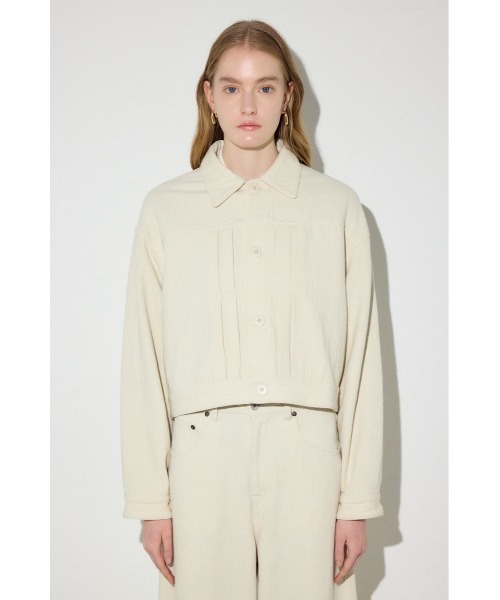 AZUL by moussy(アズールバイマウジー)の「【着丈バリエ】コットンリネンプリーツブルゾン 春服 秋服 【身長/骨格別着用画像あり】ジャケット(ブルゾン・レディース・ブラック/ベージュ/アイボリー・MEDIUM/SMALL)」の19枚目の写真