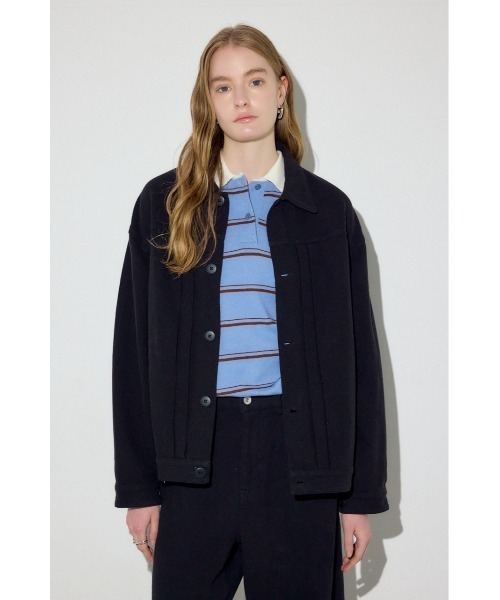 AZUL by moussy(アズールバイマウジー)の「【着丈バリエ】コットンリネンプリーツブルゾン 春服 秋服 【身長/骨格別着用画像あり】ジャケット(ブルゾン・レディース・ブラック/ベージュ/アイボリー・MEDIUM/SMALL)」の21枚目の写真
