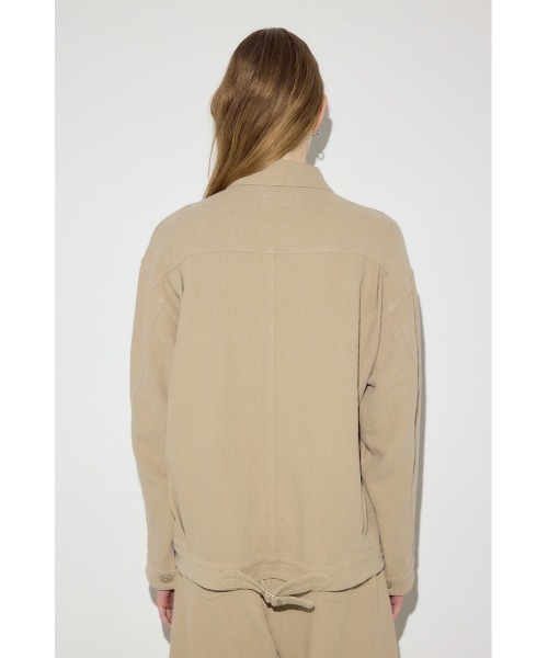 AZUL by moussy(アズールバイマウジー)の「【着丈バリエ】コットンリネンプリーツブルゾン 春服 秋服 【身長/骨格別着用画像あり】ジャケット(ブルゾン・レディース・ブラック/ベージュ/アイボリー・MEDIUM/SMALL)」の4枚目の写真
