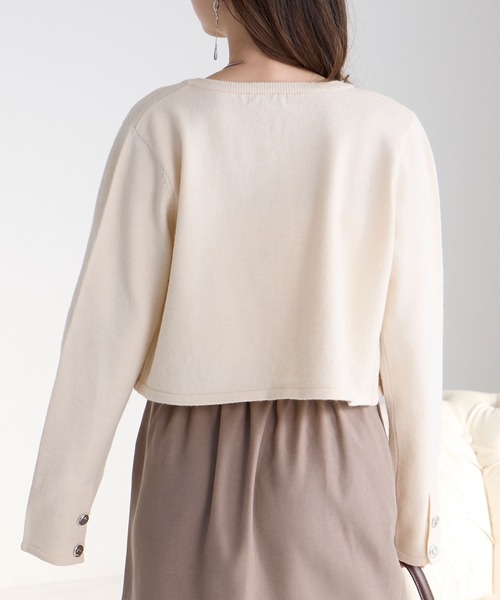 Elishe（エリシェ）の「カーデ＋キャミニットアンサンブル（カーディガン/ボレロ・レディース・パープル/ブラック/アイボリー・FREE）」の6枚目の写真