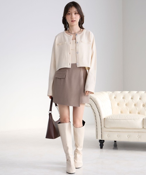 Elishe（エリシェ）の「カーデ＋キャミニットアンサンブル（カーディガン/ボレロ・レディース・パープル/ブラック/アイボリー・FREE）」の8枚目の写真