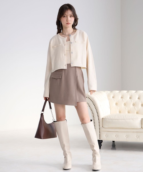 Elishe（エリシェ）の「カーデ＋キャミニットアンサンブル（カーディガン/ボレロ・レディース・パープル/ブラック/アイボリー・FREE）」の9枚目の写真