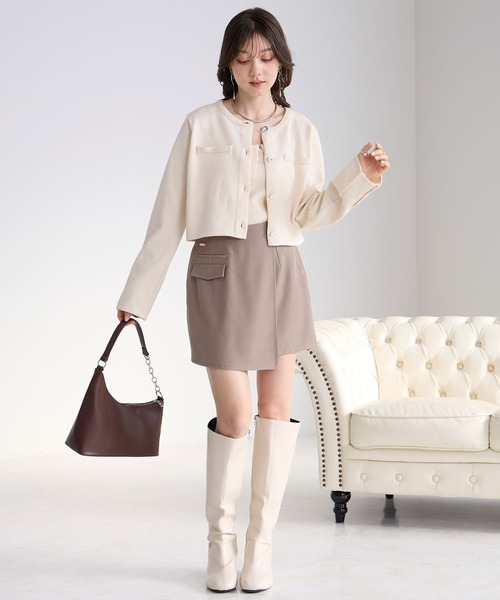 Elishe（エリシェ）の「カーデ＋キャミニットアンサンブル（カーディガン/ボレロ・レディース・パープル/ブラック/アイボリー・FREE）」の10枚目の写真