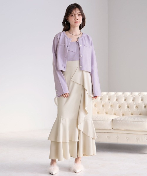 Elishe（エリシェ）の「カーデ＋キャミニットアンサンブル（カーディガン/ボレロ・レディース・パープル/ブラック/アイボリー・FREE）」の22枚目の写真