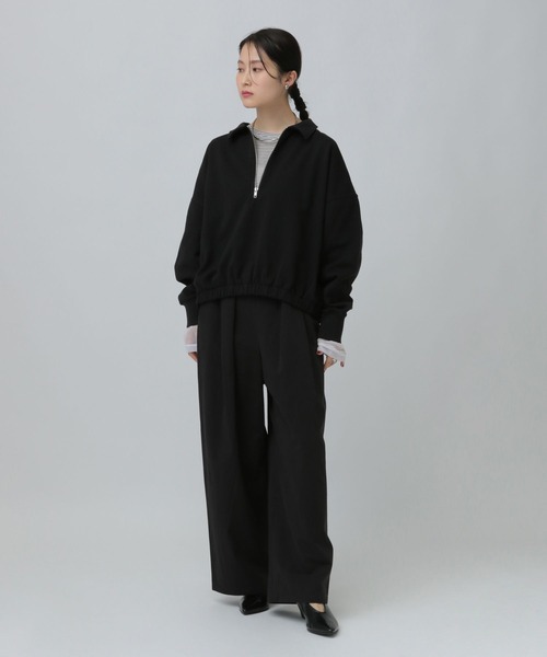 LEPSIM（レプシィム）の「ハーフZIPショートプルオーバー　637683（Tシャツ/カットソー・レディース・ブラック/グレー系その他/グレイッシュベージュ・FREE）」の8枚目の写真