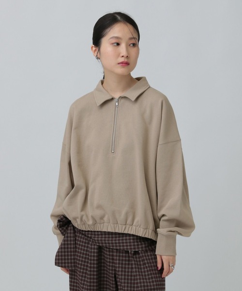 LEPSIM（レプシィム）の「ハーフZIPショートプルオーバー　637683（Tシャツ/カットソー・レディース・ブラック/グレー系その他/グレイッシュベージュ・FREE）」の10枚目の写真