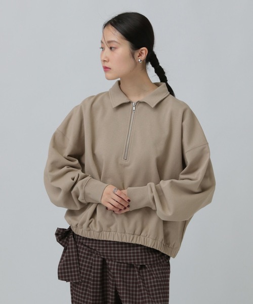 LEPSIM（レプシィム）の「ハーフZIPショートプルオーバー　637683（Tシャツ/カットソー・レディース・ブラック/グレー系その他/グレイッシュベージュ・FREE）」の11枚目の写真