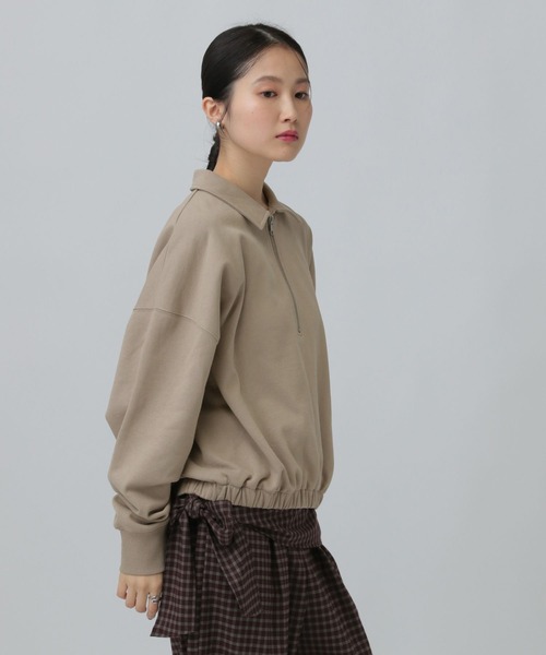 LEPSIM（レプシィム）の「ハーフZIPショートプルオーバー　637683（Tシャツ/カットソー・レディース・ブラック/グレー系その他/グレイッシュベージュ・FREE）」の12枚目の写真