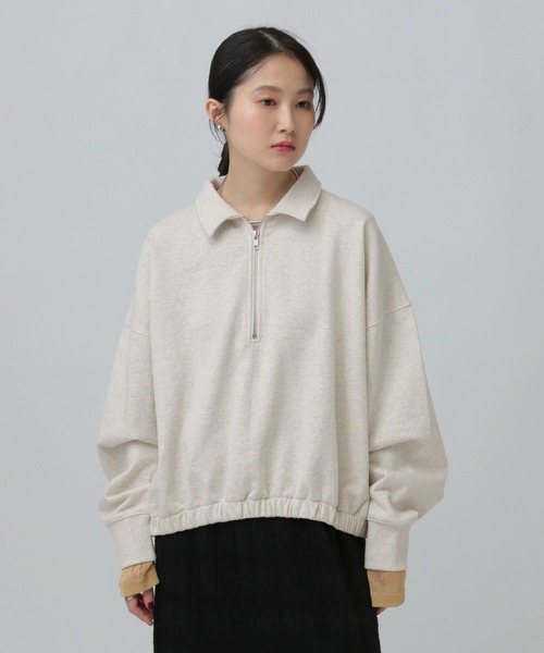 LEPSIM（レプシィム）の「ハーフZIPショートプルオーバー　637683（Tシャツ/カットソー・レディース・ブラック/グレー系その他/グレイッシュベージュ・FREE）」の16枚目の写真