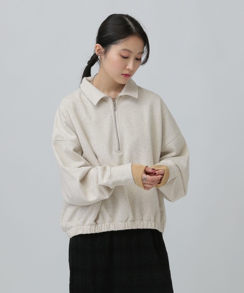 LEPSIM（レプシィム）の「ハーフZIPショートプルオーバー　637683（Tシャツ/カットソー・レディース・ブラック/グレー系その他/グレイッシュベージュ・FREE）」の17枚目の写真