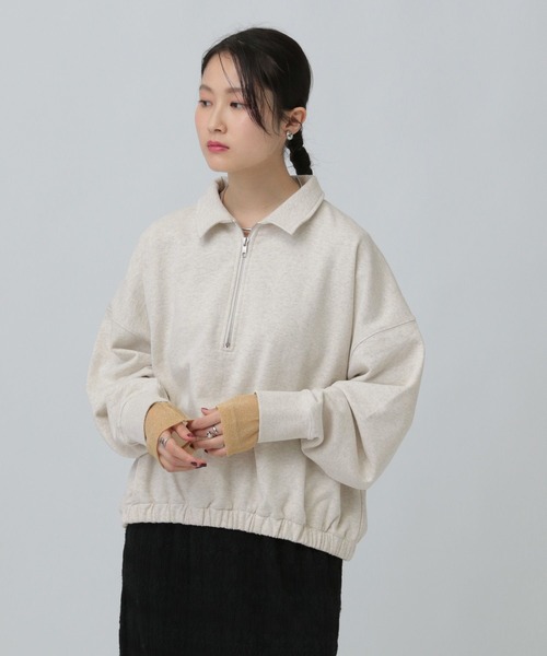 LEPSIM（レプシィム）の「ハーフZIPショートプルオーバー　637683（Tシャツ/カットソー・レディース・ブラック/グレー系その他/グレイッシュベージュ・FREE）」の18枚目の写真