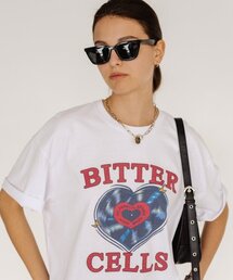 BITTER CELLS | ハートレコードT-ホワイト(Tシャツ/カットソー)