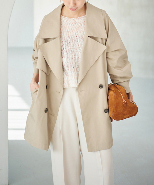 Spick & Span（スピックアンドスパン）の「《新色有り / 追加》C/Pミドル丈トレンチコート（トレンチコート・レディース・ナチュラル/ネイビー/ベージュ系その他・38/36）」の2枚目の写真