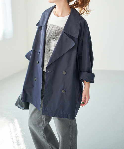 Spick & Span（スピックアンドスパン）の「《新色有り / 追加》C/Pミドル丈トレンチコート（トレンチコート・レディース・ナチュラル/ネイビー/ベージュ系その他・38/36）」の3枚目の写真