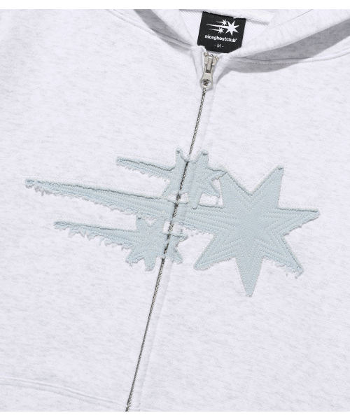 NICE GHOST CLUB(ナイスゴーストクラブ)の「3STAR APPLIQUE HOODIE ZIP UP_LIGHT GREY(NG2GSUM490A)(パーカー・レディース・ライトグレー・SMALL/MEDIUM)」の11枚目の写真