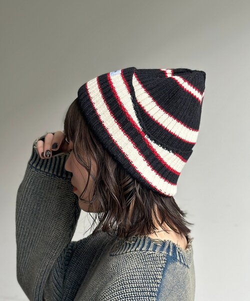 CPCM(シーピーシーエム)の「マルチボーダーニット帽(キャップ・レディース・グレー/サックスブルー/ブラック・FREE)」の4枚目の写真