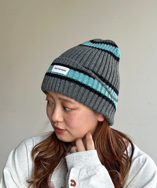 CPCM(シーピーシーエム)の「マルチボーダーニット帽(キャップ・レディース・グレー/サックスブルー/ブラック・FREE)」の10枚目の写真