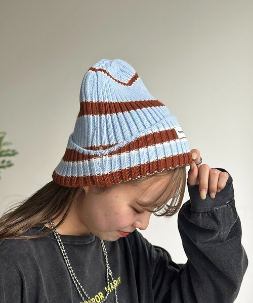 CPCM(シーピーシーエム)の「マルチボーダーニット帽(キャップ・レディース・グレー/サックスブルー/ブラック・FREE)」の20枚目の写真