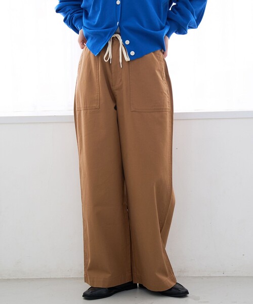 coen(コーエン)の「ドレープコットンイージーベイカーパンツ【インフルエンサー紹介アイテム】(チノパンツ・レディース・ナチュラル/オリーブ/ブラウン/ベージュ・M/L)」の2枚目の写真