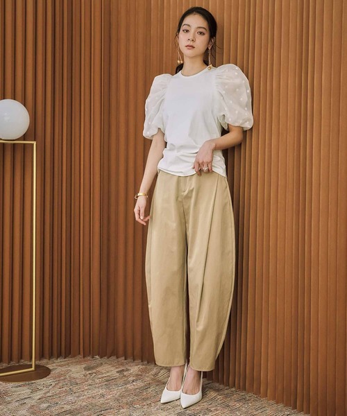 ELFRANK(エルフランク)の「ドットシアーパフスリーブトップス《着用動画あり》(Tシャツ/カットソー・レディース・オフホワイト/ブラック・L/M)」の18枚目の写真