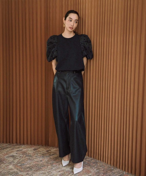 ELFRANK(エルフランク)の「ドットシアーパフスリーブトップス《着用動画あり》(Tシャツ/カットソー・レディース・オフホワイト/ブラック・L/M)」の19枚目の写真