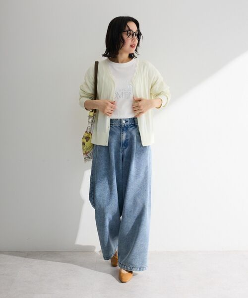 Green Parks(グリーンパークス)の「デニムタックワイドパンツ(デニムパンツ・レディース・ブラック/ライトインディゴブルー・M/L)」の8枚目の写真