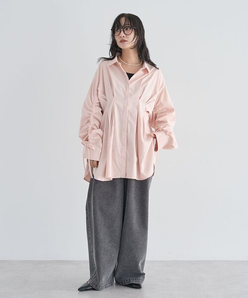 Green Parks(グリーンパークス)の「デニムタックワイドパンツ(デニムパンツ・レディース・ブラック/ライトインディゴブルー・M/L)」の21枚目の写真