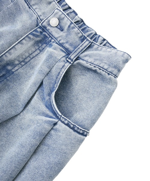 Green　Parks（グリーンパークス）の「デニムタックワイドパンツ（デニムパンツ・レディース・ブラック/ライトインディゴブルー・M/L）」の18枚目の写真