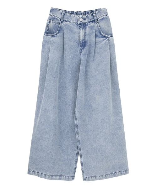 Green　Parks（グリーンパークス）の「デニムタックワイドパンツ（デニムパンツ・レディース・ブラック/ライトインディゴブルー・M/L）」の22枚目の写真