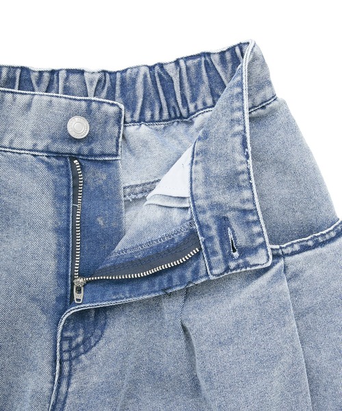 Green　Parks（グリーンパークス）の「デニムタックワイドパンツ（デニムパンツ・レディース・ブラック/ライトインディゴブルー・M/L）」の17枚目の写真