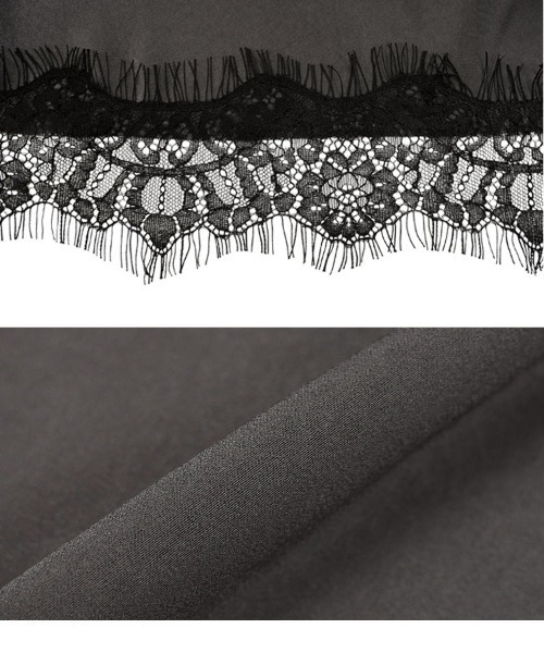 KOBE LETTUCE（コウベレタス）の「サテンキャミレースワンピース（ワンピース・レディース・ブラック/チャコール/ベージュ系・M）」の6枚目の写真