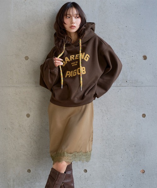 KOBE LETTUCE（コウベレタス）の「サテンキャミレースワンピース（ワンピース・レディース・ブラック/チャコール/ベージュ系・M）」の18枚目の写真