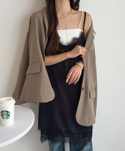 KOBE LETTUCE（コウベレタス）の「サテンキャミレースワンピース（ワンピース・レディース・ブラック/チャコール/ベージュ系・M）」の21枚目の写真