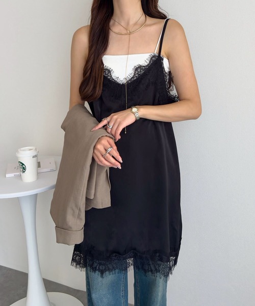 KOBE LETTUCE（コウベレタス）の「サテンキャミレースワンピース（ワンピース・レディース・ブラック/チャコール/ベージュ系・M）」の22枚目の写真