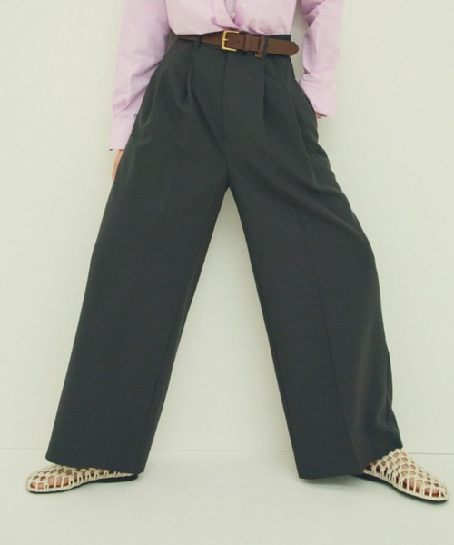 Mila Owen(ミラオーウェン)の「ドライタッチ2タックワイドパンツ(その他パンツ・レディース・マルチ/チャコールグレー/グリーン・0/00/1)」の1枚目の写真