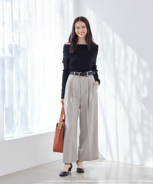 Mila Owen(ミラオーウェン)の「ドライタッチ2タックワイドパンツ(その他パンツ・レディース・マルチ/チャコールグレー/グリーン・0/00/1)」の8枚目の写真